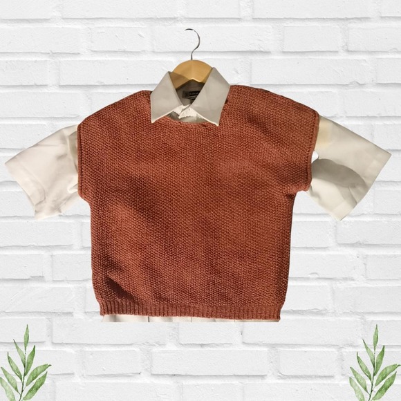 Jessica Simpson Rust Orange Knit Top Women's Sleeve Cropped Sweater Pullover XS - Picture 5 of 10